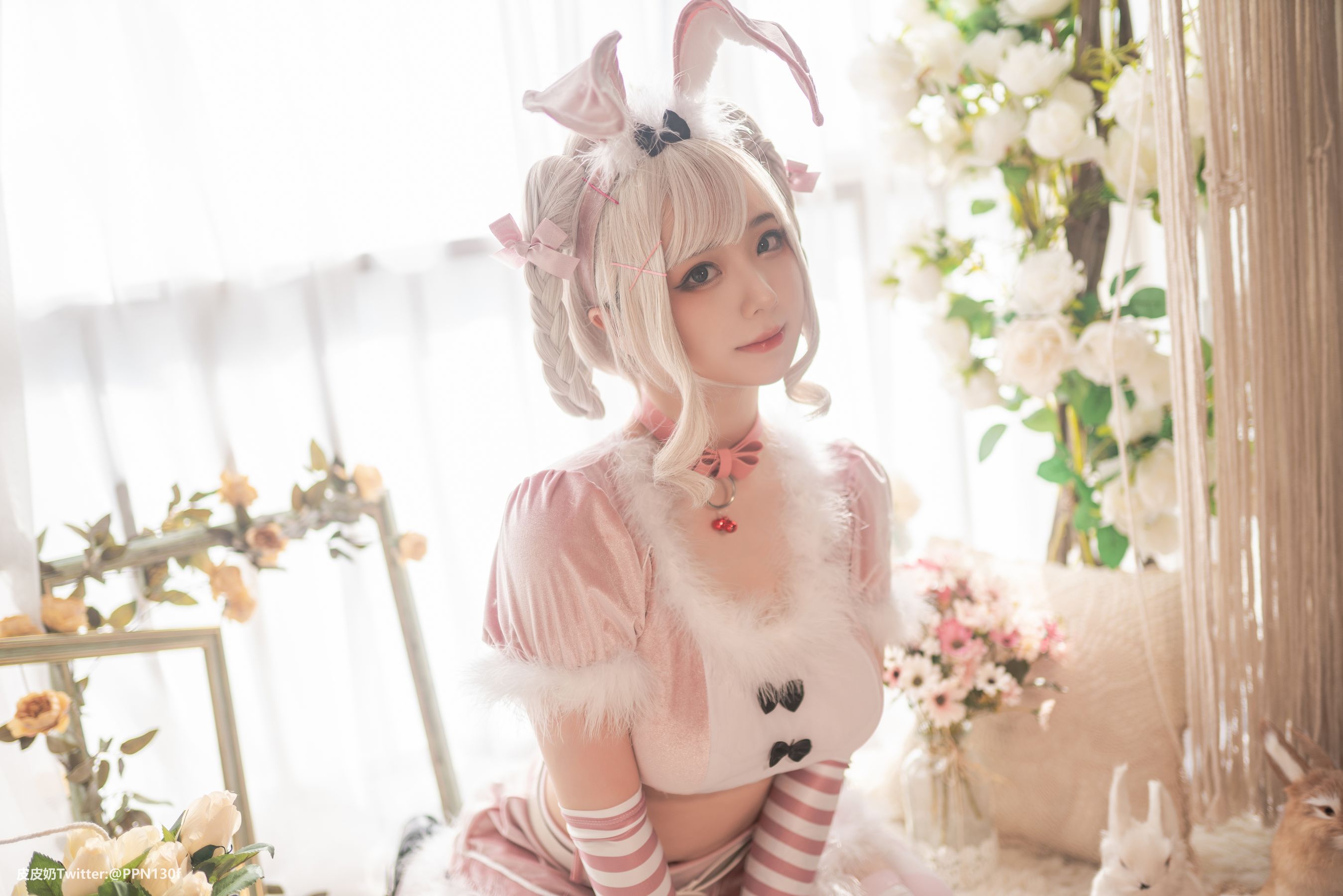 [网红COS] 皮皮奶可可爱了啦 - 粉色兔兔-喵次元